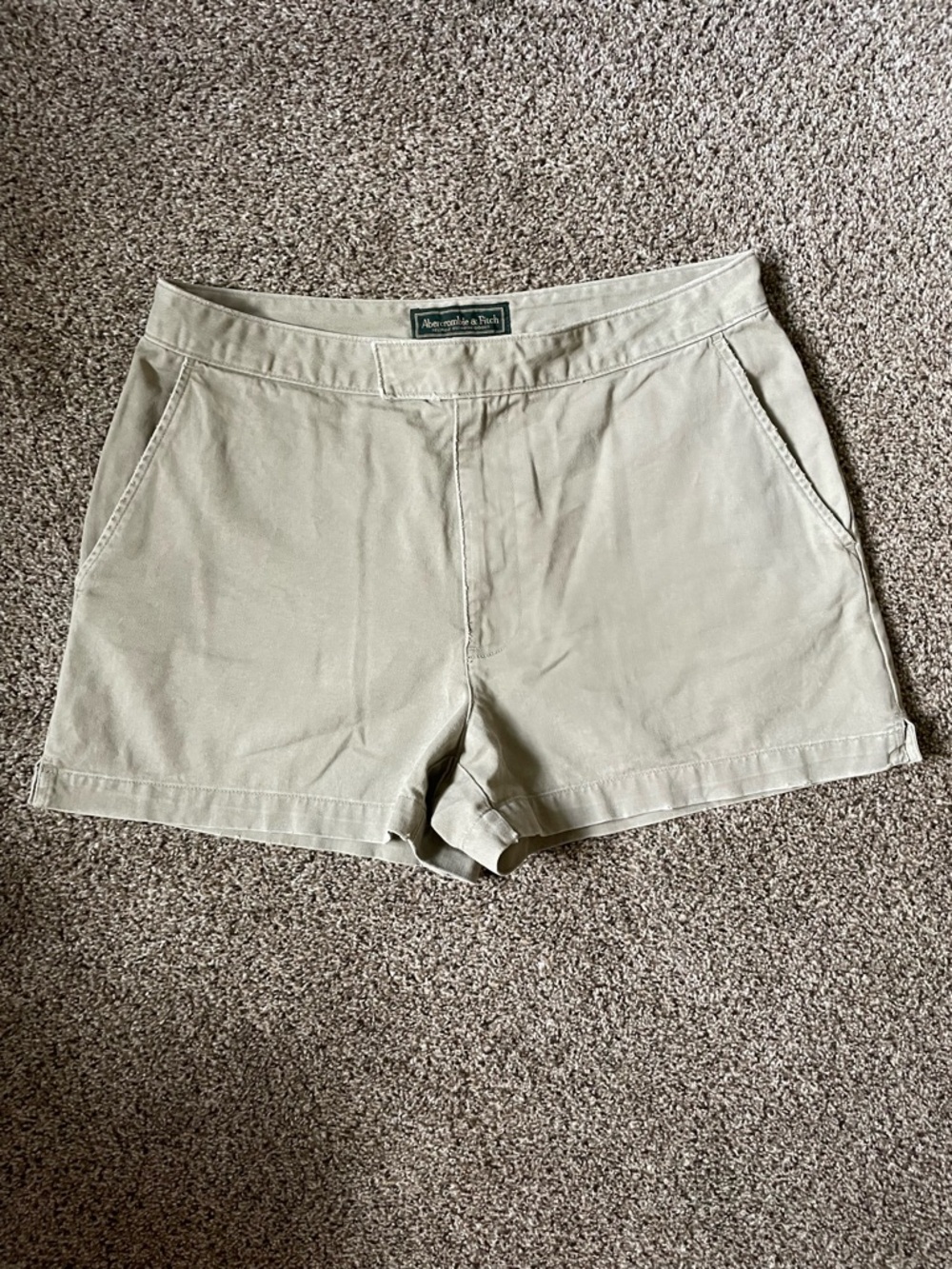 Abercrombie & Fitch Green Khaki  Cotton Shorts